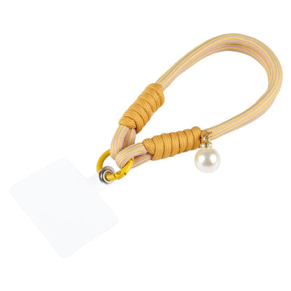 Dopamine Color Pearl Round Twist Rope Short Lanyard(Yellow) by bashfashion