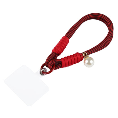 Dopamine Color Pearl Round Twist Rope Short Lanyard(Red) by bashfashion