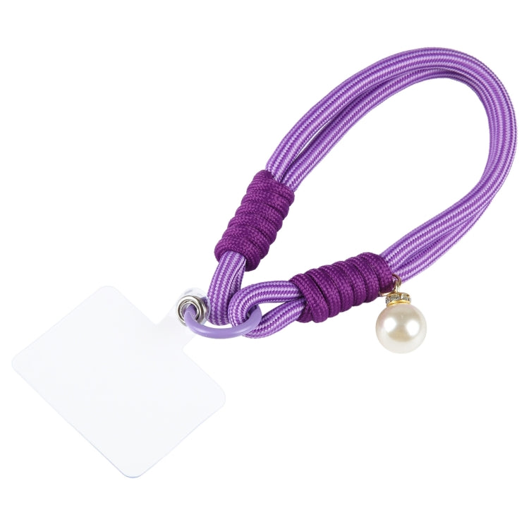Dopamine Color Pearl Round Twist Rope Short Lanyard(Purple) by bashfashion
