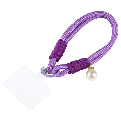 Dopamine Color Pearl Round Twist Rope Short Lanyard(Purple) by bashfashion