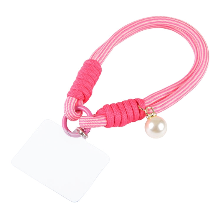Dopamine Color Pearl Round Twist Rope Short Lanyard(Pink) by bashfashion