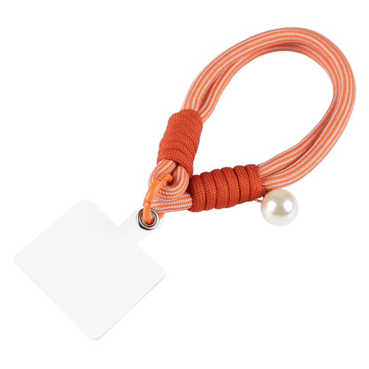 Dopamine Color Pearl Round Twist Rope Short Lanyard(Orange) by bashfashion