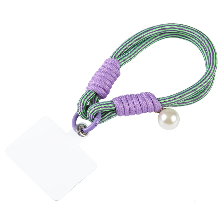 Dopamine Color Pearl Round Twist Rope Short Lanyard(Purple Green) by bashfashion