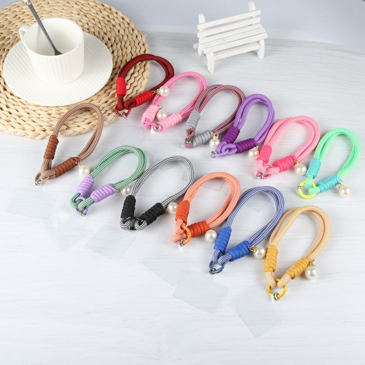 Dopamine Color Pearl Round Twist Rope Short Lanyard(Red) by bashfashion