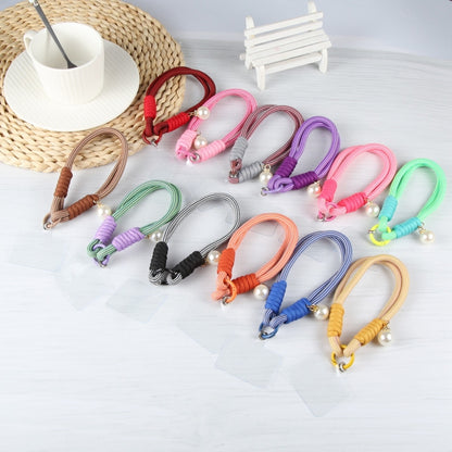 Dopamine Color Pearl Round Twist Rope Short Lanyard(Red) by bashfashion