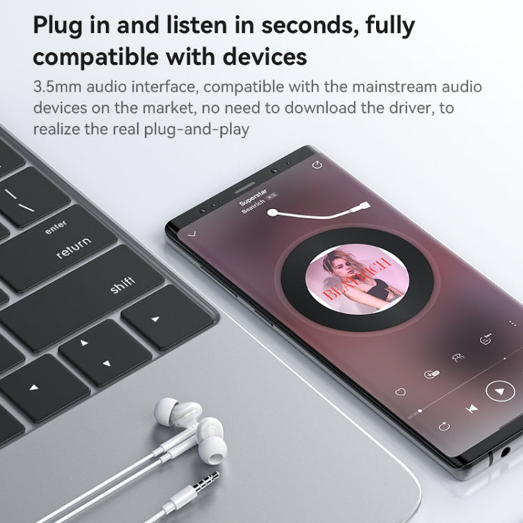 Yesido YH46 Digital Chip 3.5mm Wired Earphone with Microphone(White) by Yesido