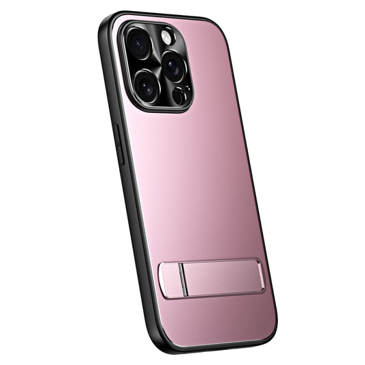 For iPhone 15 Pro R-JUST RJ-61 Electroplating Frosted TPU + PC Phone Case with Holder(Pink) by R-JUST