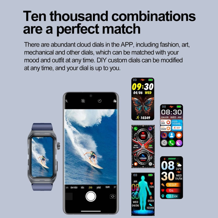 TK79 1.47 inch IP68 Waterproof Smart Watch, Support ECG / Blood Glucose / Blood Oxygen Monitoring / Uric Acid(Blue) by bashfashion