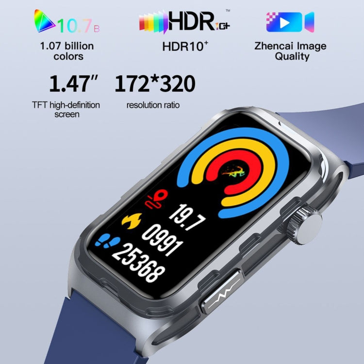 TK79 1.47 inch IP68 Waterproof Smart Watch, Support ECG / Blood Glucose / Blood Oxygen Monitoring / Uric Acid(Blue) by bashfashion