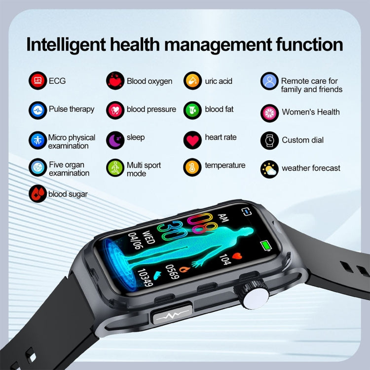 TK79 1.47 inch IP68 Waterproof Smart Watch, Support ECG / Blood Glucose / Blood Oxygen Monitoring / Uric Acid(Blue) by bashfashion