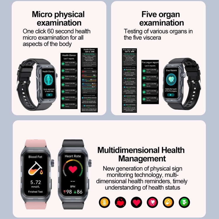 TK79 1.47 inch IP68 Waterproof Smart Watch, Support ECG / Blood Glucose / Blood Oxygen Monitoring / Uric Acid(Beige) by bashfashion