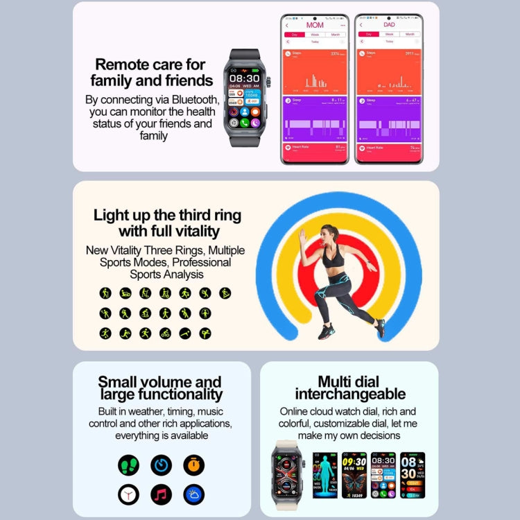 TK79 1.47 inch IP68 Waterproof Smart Watch, Support ECG / Blood Glucose / Blood Oxygen Monitoring / Uric Acid(Beige) by bashfashion