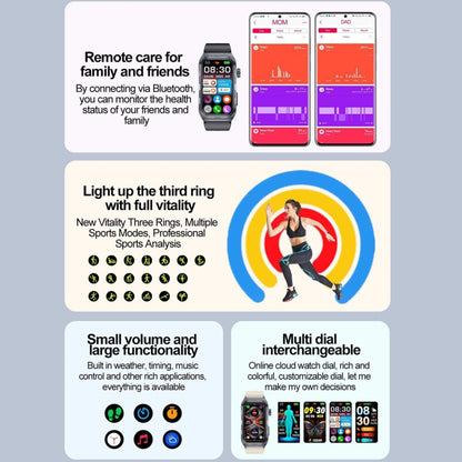 TK79 1.47 inch IP68 Waterproof Smart Watch, Support ECG / Blood Glucose / Blood Oxygen Monitoring / Uric Acid(Beige) by bashfashion