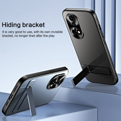 For Huawei nova 12 Pro R-JUST RJ-61 Electroplating Frosted TPU + PC Phone Case with Holder(Grey) by R-JUST