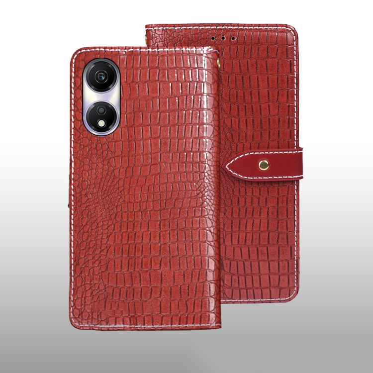 For Honor Play 40 idewei Crocodile Texture Leather Phone Case(Red) by idewei