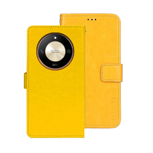 For Honor X9b idewei Crazy Horse Texture Leather Phone Case with Holder(Yellow) by idewei