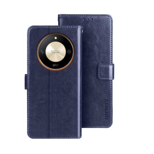 For Honor X9b idewei Crazy Horse Texture Leather Phone Case with Holder(Blue) by idewei