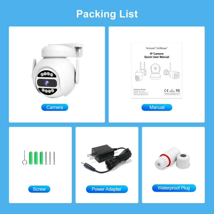 SriHome SH047 4MP IP66 Waterproof Motion Detection Night Vision WiFi HD Camera(UK Plug) by SriHome