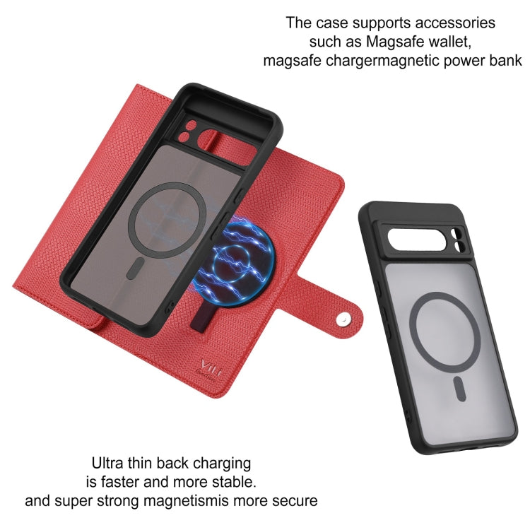 For Google Pixel 8 Pro ViLi GHA Series Shockproof MagSafe RFID Leather Attraction Horizontal Flip Phone Case(Red) by ViLi