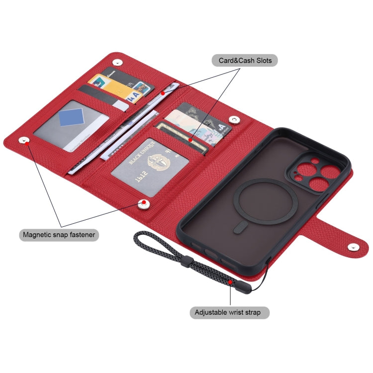 For iPhone 15 Pro ViLi GHA Series Shockproof MagSafe RFID Leather Attraction Horizontal Flip Phone Case(Red) by ViLi