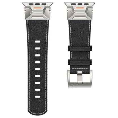 For Apple Watch Ultra 49mm Mecha Style Leather Watch Band(Black Napa) by bashfashion
