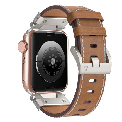 For Apple Watch Series 7 45mm Mecha Style Leather Watch Band(Dark Brown) by bashfashion