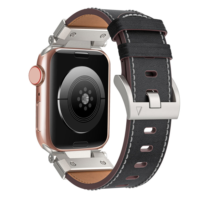 For Apple Watch Series 4 44mm Mecha Style Leather Watch Band(Black Napa) by bashfashion
