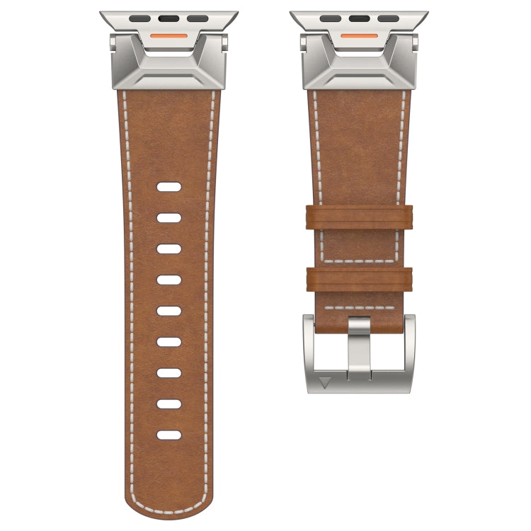 For Apple Watch Series 4 44mm Mecha Style Leather Watch Band(Dark Brown) by bashfashion