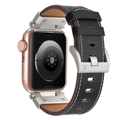 For Apple Watch Series 2 42mm Mecha Style Leather Watch Band(Black Napa) by bashfashion