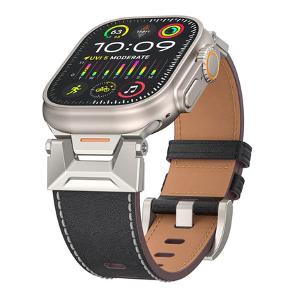 For Apple Watch Series 2 42mm Mecha Style Leather Watch Band(Black Napa) by bashfashion