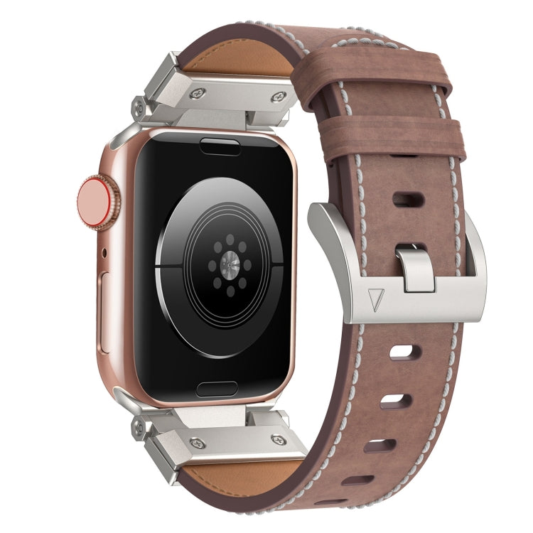 For Apple Watch Series 2 42mm Mecha Style Leather Watch Band(Coffee Oil Wax) by bashfashion