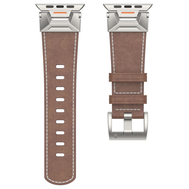 For Apple Watch Series 2 42mm Mecha Style Leather Watch Band(Coffee Oil Wax) by bashfashion