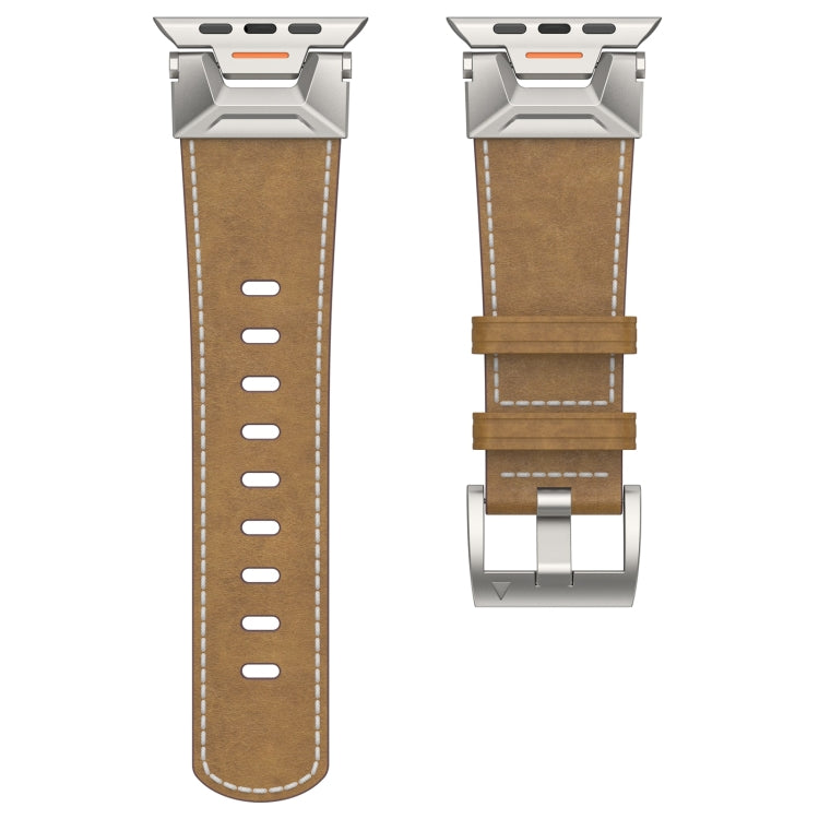 For Apple Watch 42mm Mecha Style Leather Watch Band(Light Brown) by bashfashion