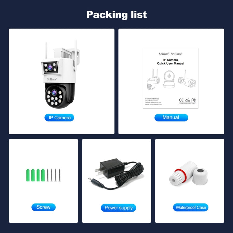 SriHome SH048 2MP + 2MP Humanoid Tracking Smart Night Vision Dual Lens IP Camera(EU Plug) by SriHome