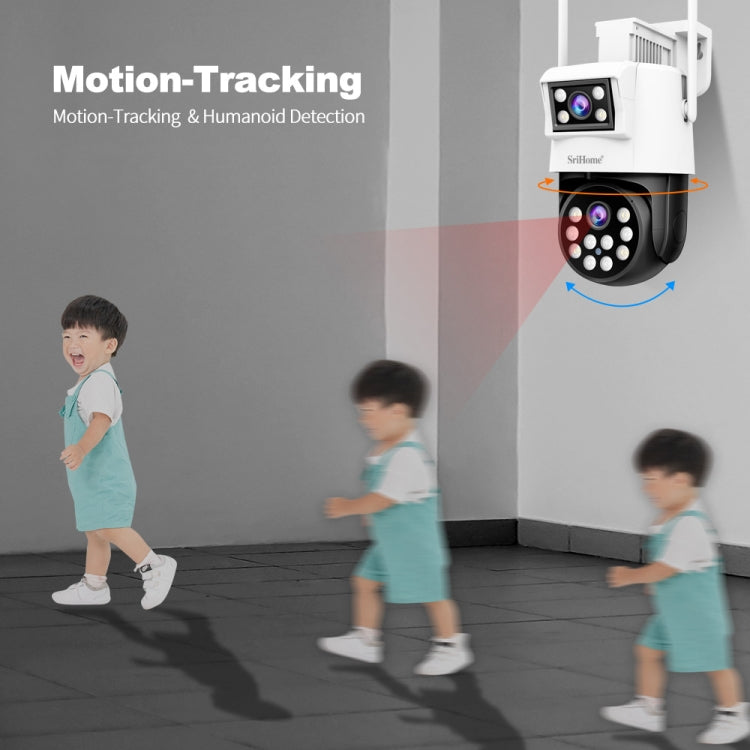 SriHome SH048 2MP + 2MP Humanoid Tracking Smart Night Vision Dual Lens IP Camera(US Plug) by SriHome