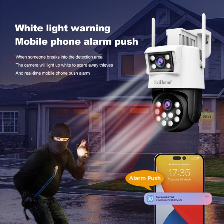 SriHome SH048 2MP + 2MP Humanoid Tracking Smart Night Vision Dual Lens IP Camera(EU Plug) by SriHome