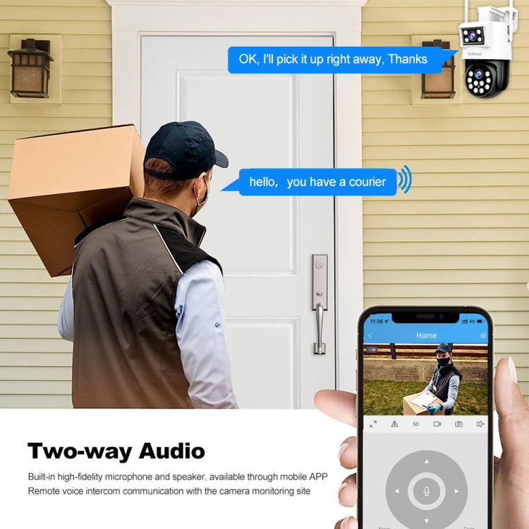 SriHome SH048 2MP + 2MP Humanoid Tracking Smart Night Vision Dual Lens IP Camera(AU Plug) by SriHome