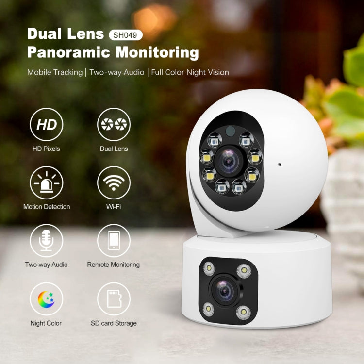 SriHome SH049 2MP + 2MP Humanoid Tracking Smart Night Vision Dual Lens HD IP Camera(EU Plug) by SriHome