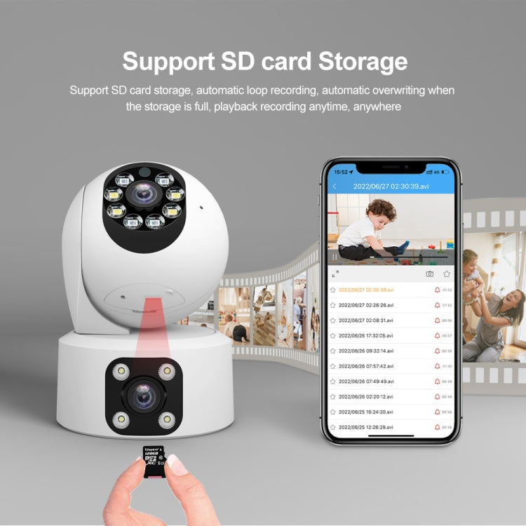 SriHome SH049 2MP + 2MP Humanoid Tracking Smart Night Vision Dual Lens HD IP Camera(EU Plug) by SriHome