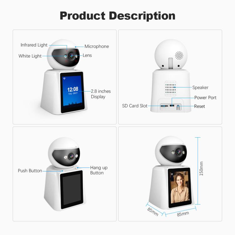 Srihome SH053 4MP 2.8 inch IPS Screen Smart Video Calling IP Camera Baby Monitor(UK Plug) by SriHome