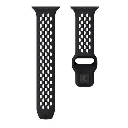 For Apple Watch Ultra 2 49mm Oval Holes Fluororubber Watch Band(Black) by bashfashion