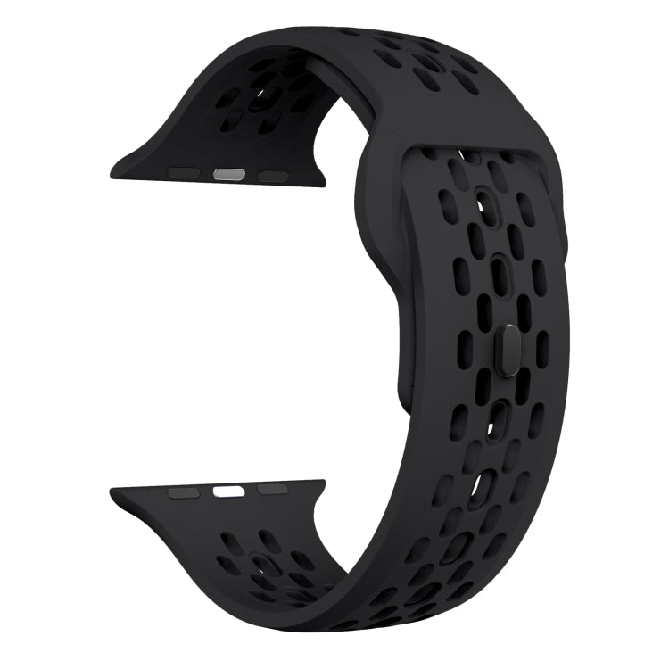 For Apple Watch Ultra 2 49mm Oval Holes Fluororubber Watch Band(Black) by bashfashion