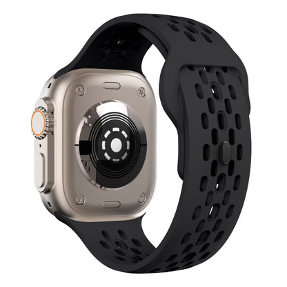 For Apple Watch Ultra 2 49mm Oval Holes Fluororubber Watch Band(Black) by bashfashion