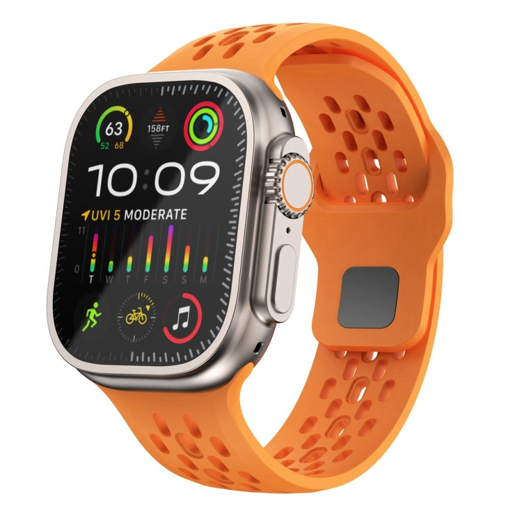 For Apple Watch Ultra 49mm Oval Holes Fluororubber Watch Band(Orange) by bashfashion