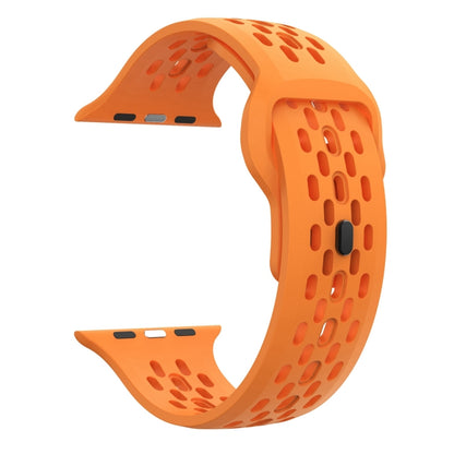 For Apple Watch Ultra 49mm Oval Holes Fluororubber Watch Band(Orange) by bashfashion