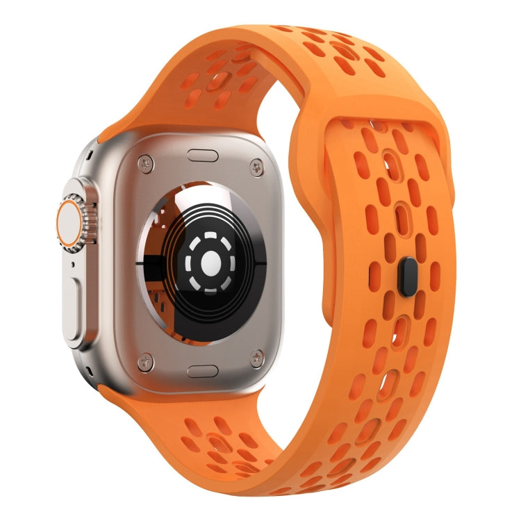 For Apple Watch Ultra 49mm Oval Holes Fluororubber Watch Band(Orange) by bashfashion