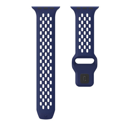 For Apple Watch Ultra 49mm Oval Holes Fluororubber Watch Band(Midnight Blue) by bashfashion
