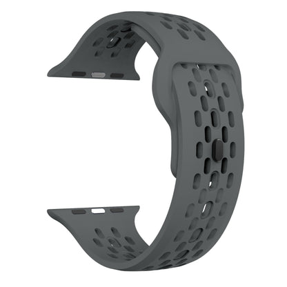 For Apple Watch Series 7 45mm Oval Holes Fluororubber Watch Band(Dark Grey) by bashfashion