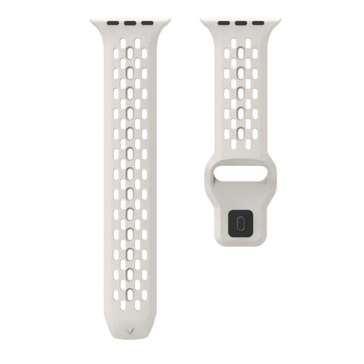 For Apple Watch Series 7 45mm Oval Holes Fluororubber Watch Band(Starlight) by bashfashion