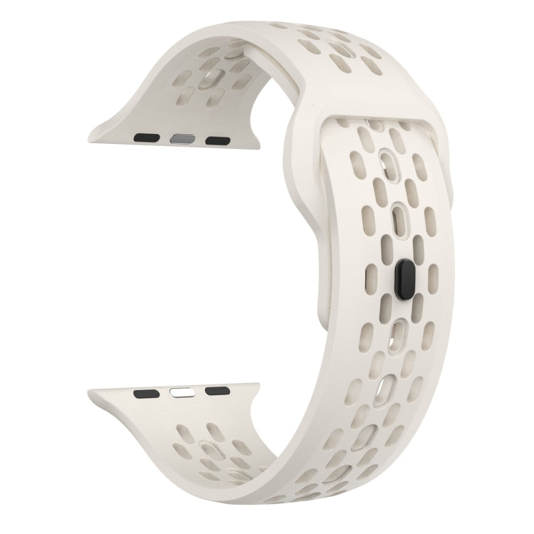 For Apple Watch SE 44mm Oval Holes Fluororubber Watch Band(Starlight) by bashfashion